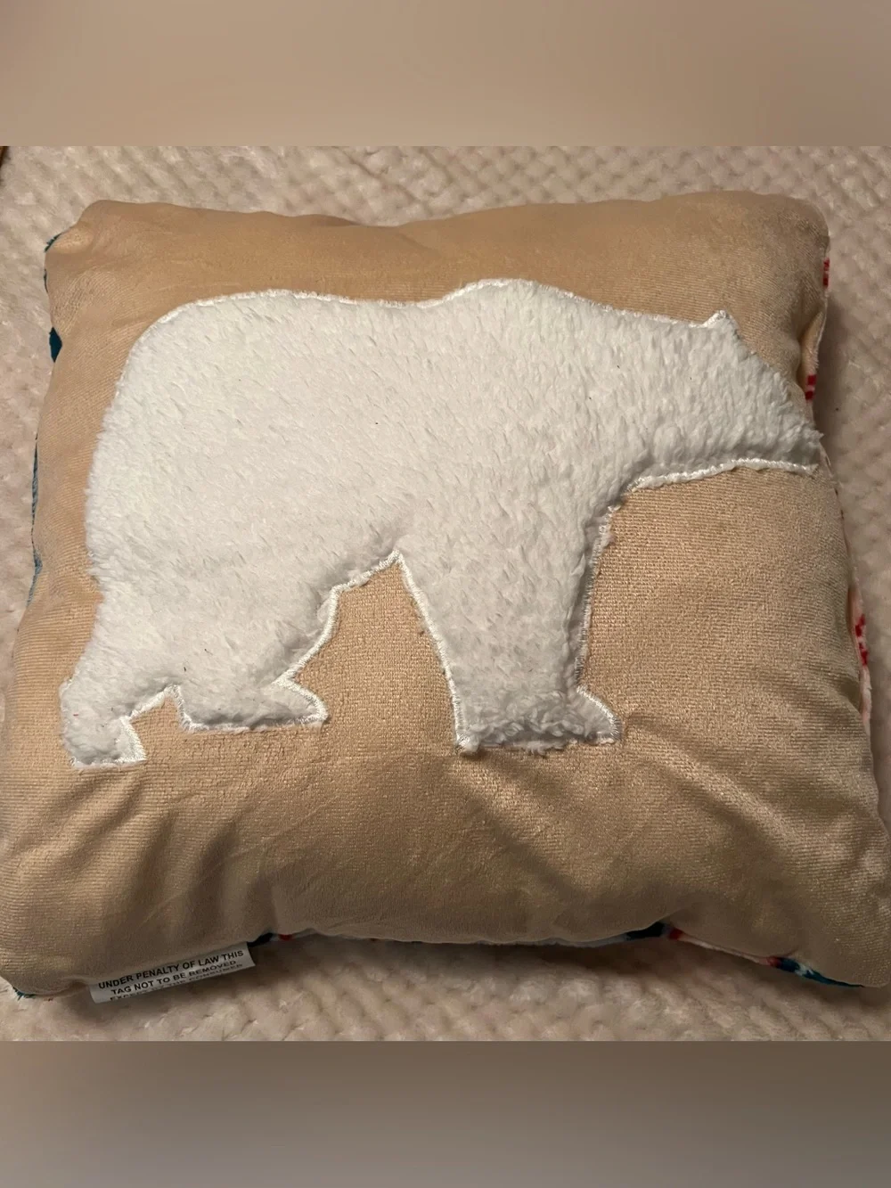Plush Polar Bear Winter Throw Pillow in Cream and White